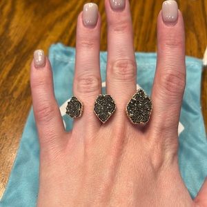 Kendra Scott Naomi Gold Double Ring in Platinum Drusy